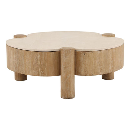Refined Mango Wood and Botochino Stone Coffee Table