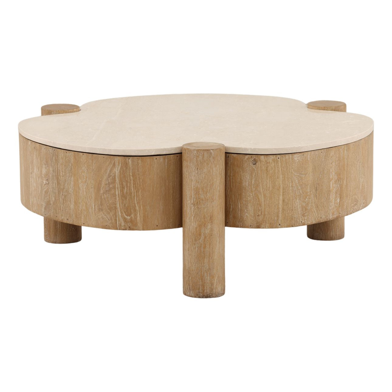 Natural Mango Wood and Botochino Stone Table 35.5 in Wide