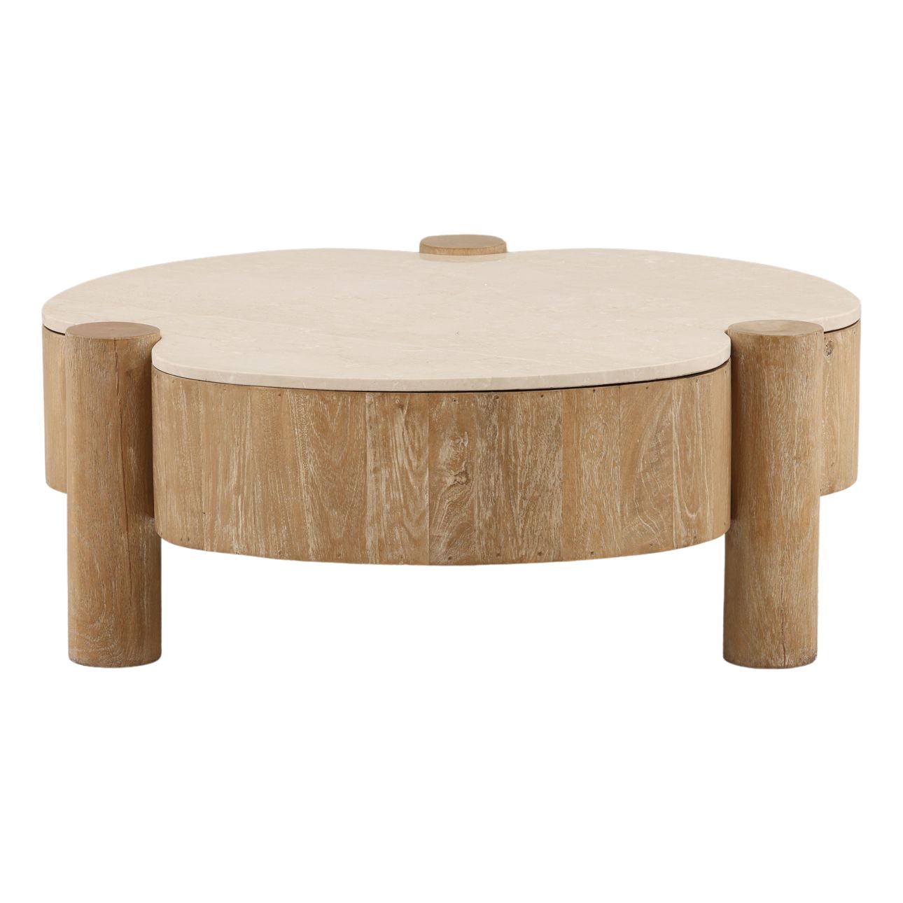 Natural Mango Wood and Botochino Stone Table 35.5 in Wide