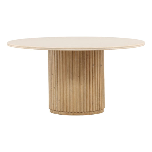Light Natural Mango Wood and Botochino Stone Table 59 in Wide