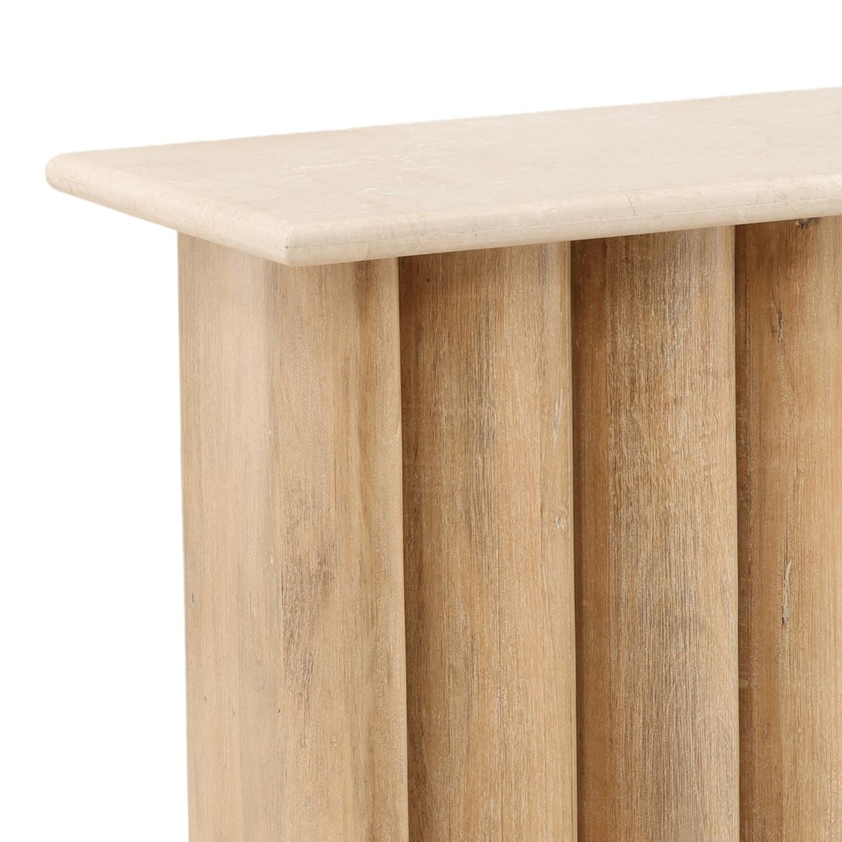 Artisan Mango Wood and Botticino Stone Console Table