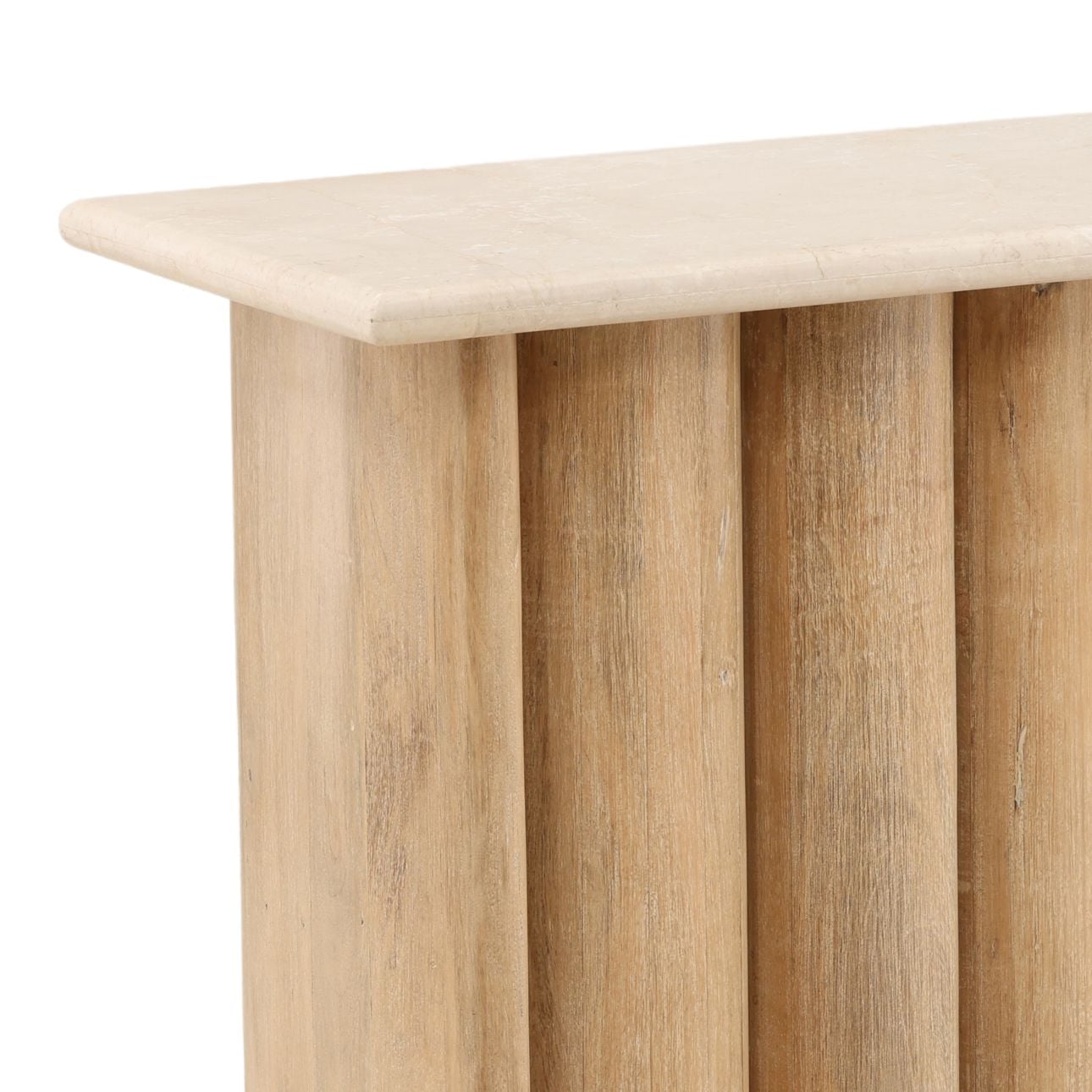 Light Natural Mango Wood and Botticino Stone Table 48 in Wide