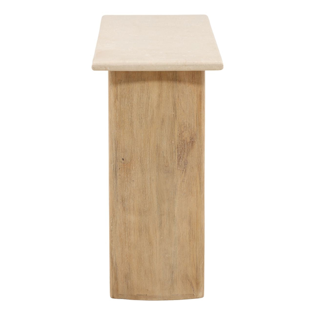 Light Natural Mango Wood and Botticino Stone Table 48 in Wide