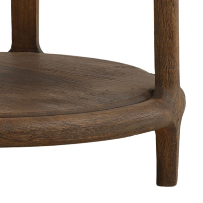 Dark Brown Bidasar Marble and Mango Wood Table 19.5 in Wide