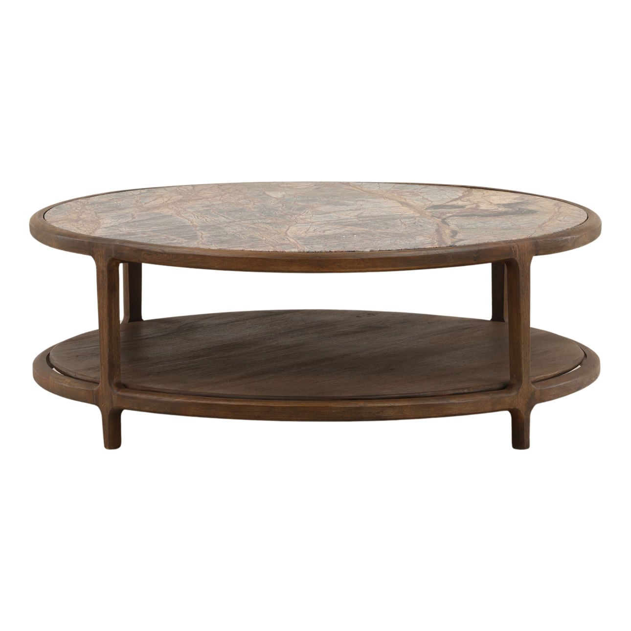 Dark Brown Bidasar Marble and Mango Wood Table 42 in Wide