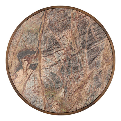 Dark Brown Bidasar Marble and Mango Wood Table 42 in Wide