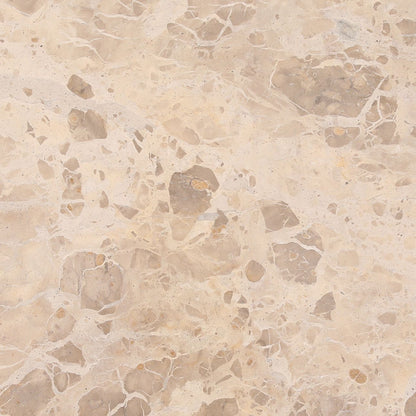 Beige and Natural Panther Marble and Mango Wood Table 44 in Wide