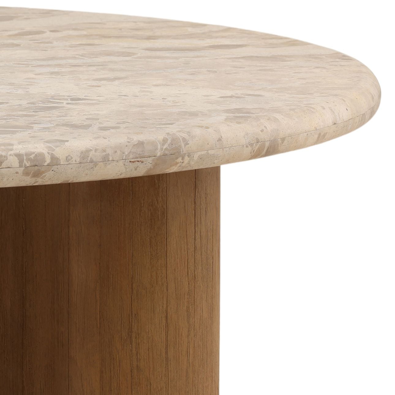 Beige and Natural Panther Marble and Mango Wood Table 44 in Wide