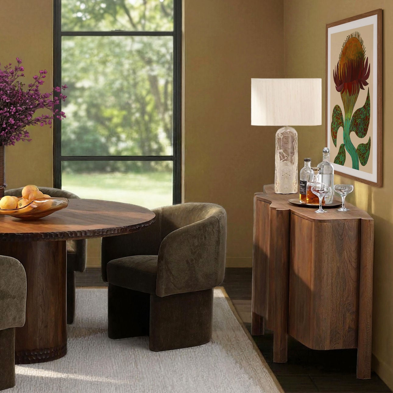 Dark Brown Mango Wood Sideboard 65 in Wide