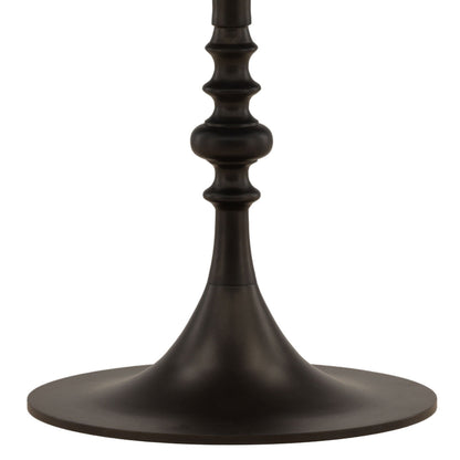 Beige and Black Bronze Panther Marble Matt Leather and Iron Table 30 in Wide