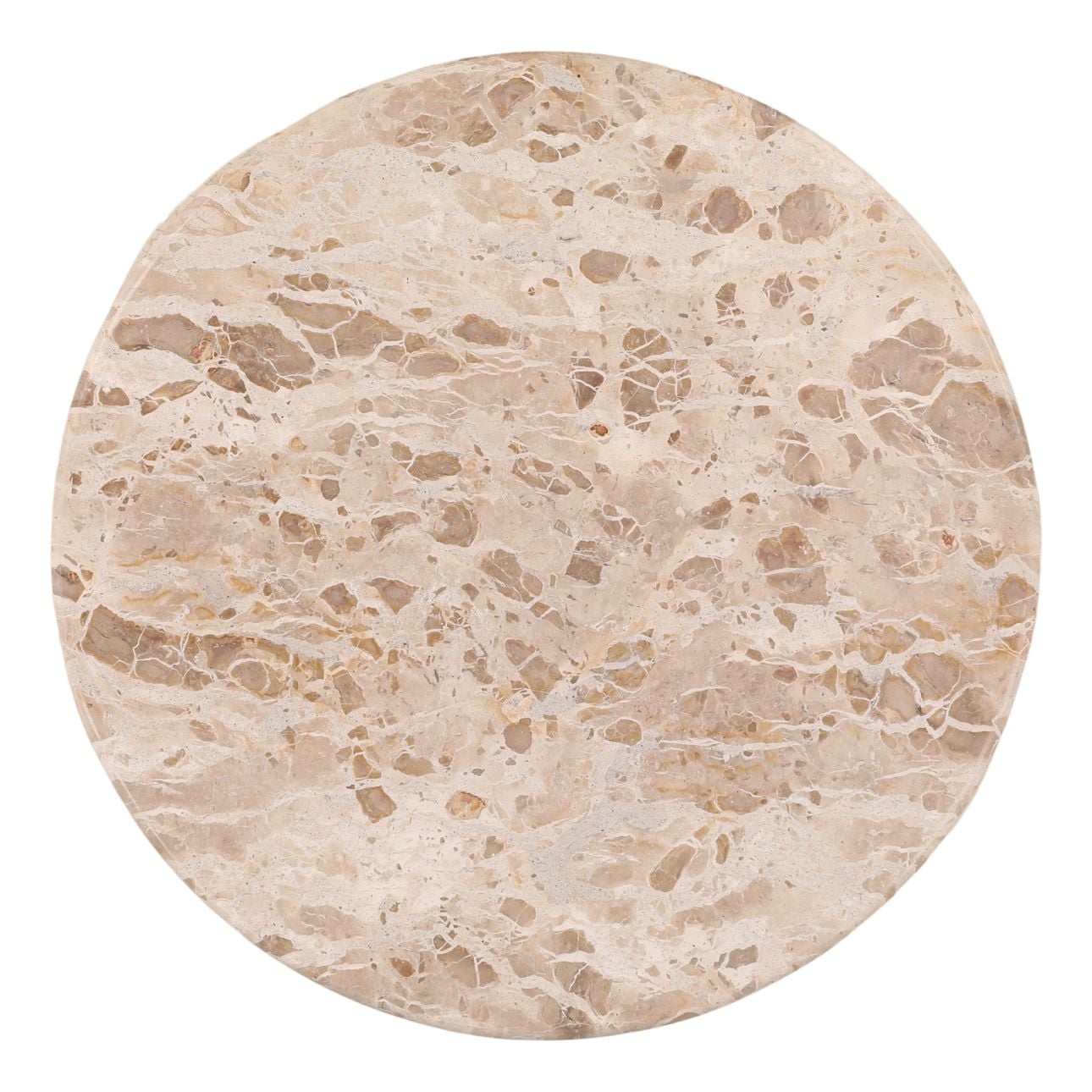 Beige and Black Bronze Panther Marble Matt Leather and Iron Table 30 in Wide