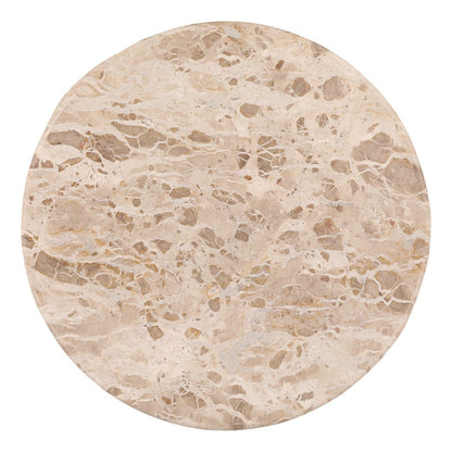 Beige and Black Bronze Panther Marble Matt Leather and Iron Table 30 in Wide