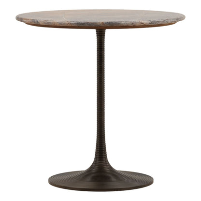 Brown and Black Bronze Bidasar Marble and Iron Table 30 in Wide