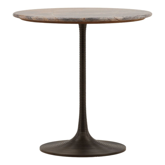 Brown and Black Bronze Bidasar Marble and Iron Table 30 in Wide