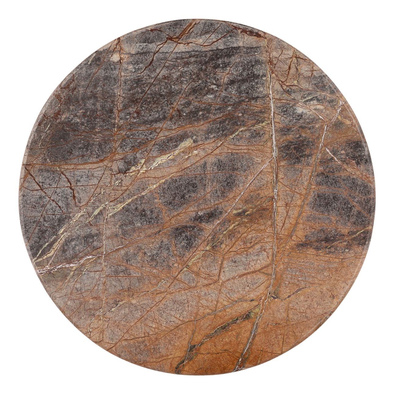 Brown and Black Bronze Bidasar Marble and Iron Table 30 in Wide