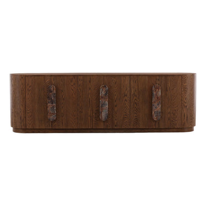 Elevated Bidasar Marble and Oak Veneer Cabinet