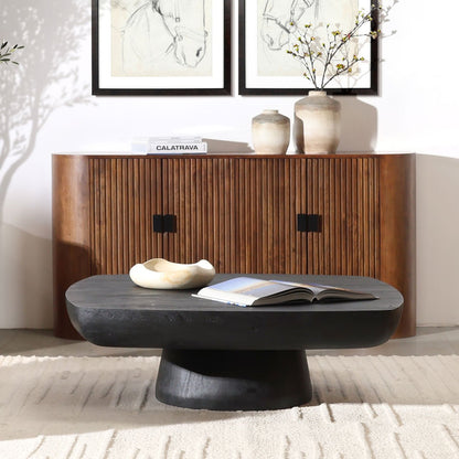 Black Acacia Wood Table 48 in Wide