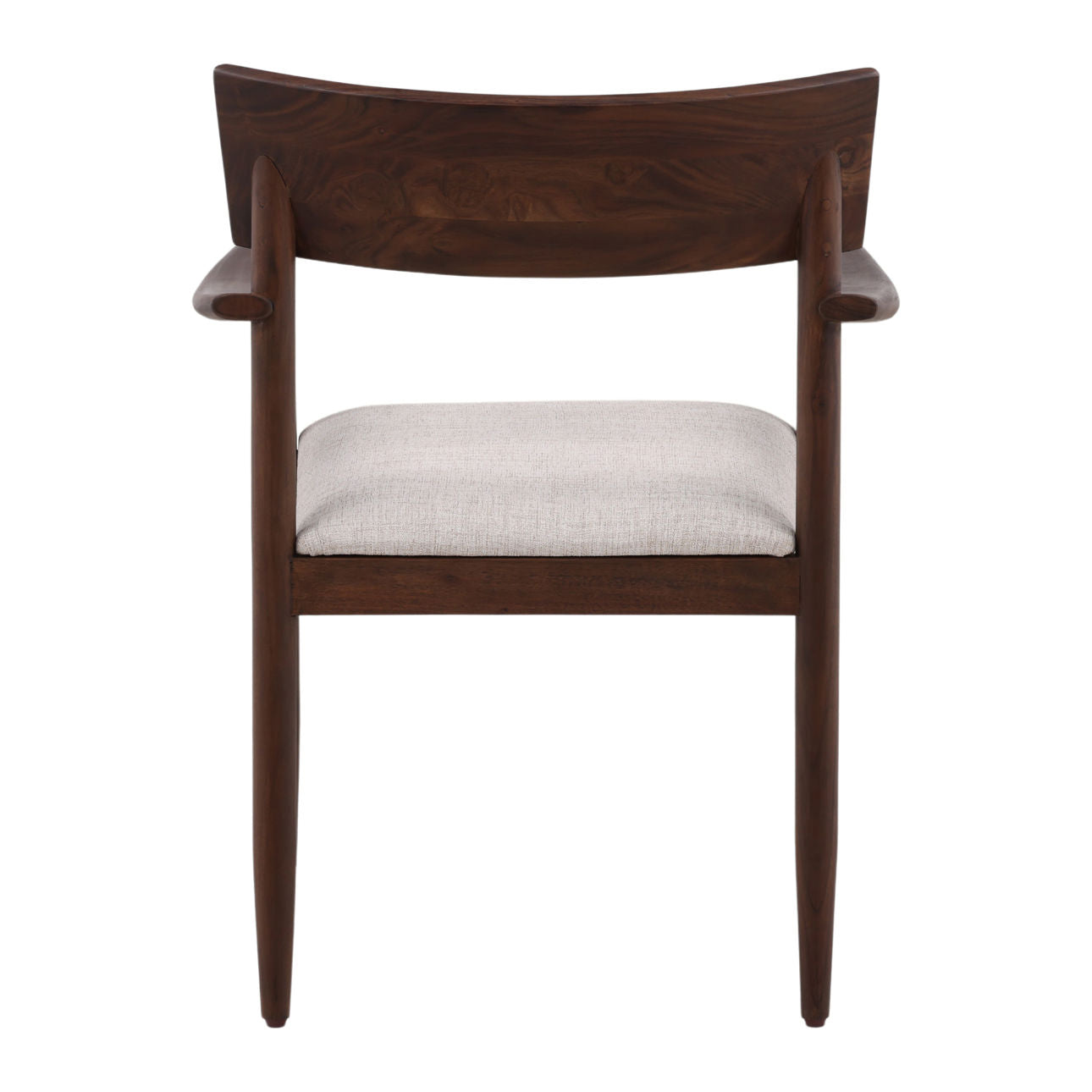 Dark Brown and Cream Acacia Wood and Cotton Blend Fabric Chair 25.5 in Wide