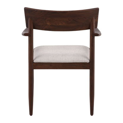 Dark Brown and Cream Acacia Wood and Cotton Blend Fabric Chair 25.5 in Wide