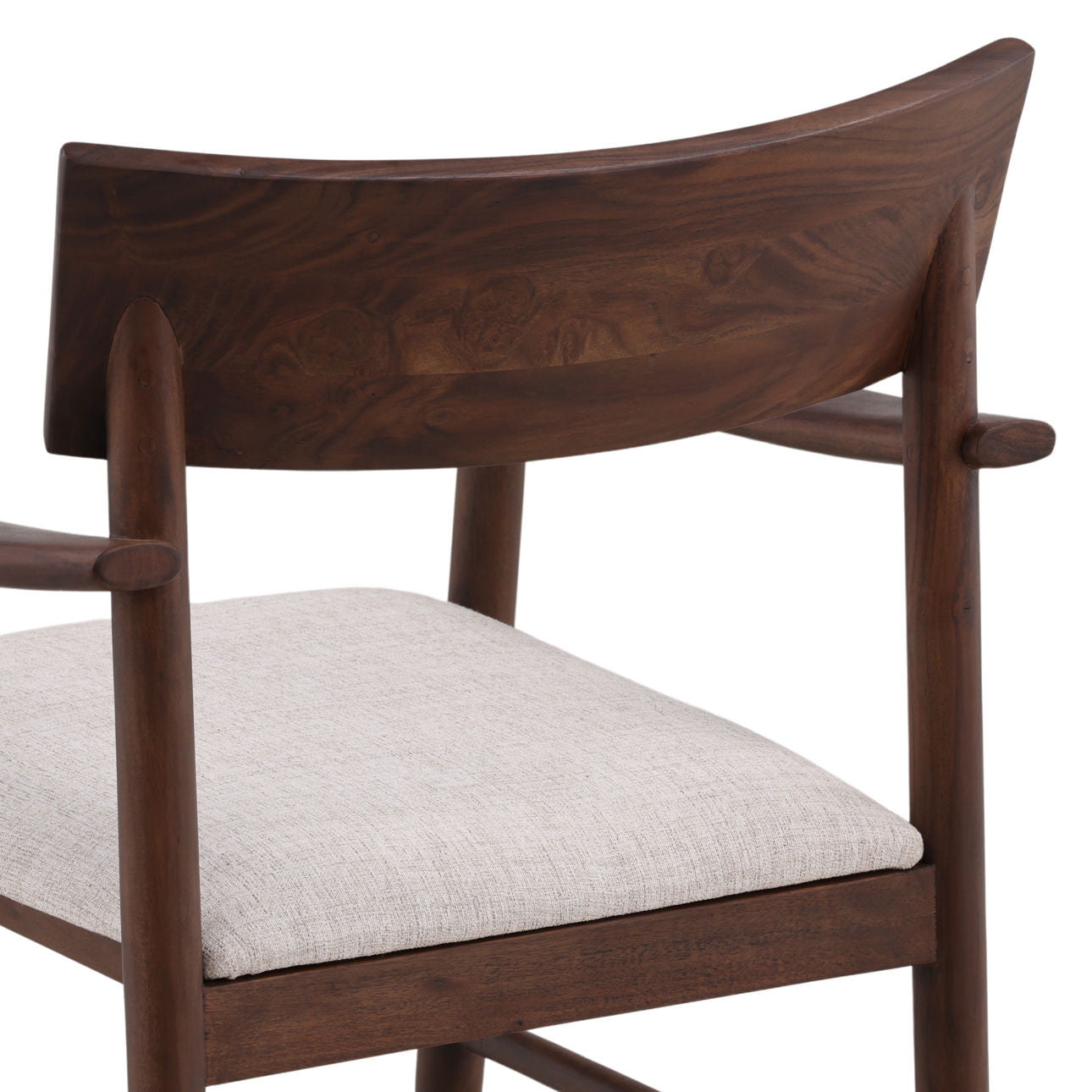 Dark Brown and Cream Acacia Wood and Cotton Blend Fabric Chair 25.5 in Wide