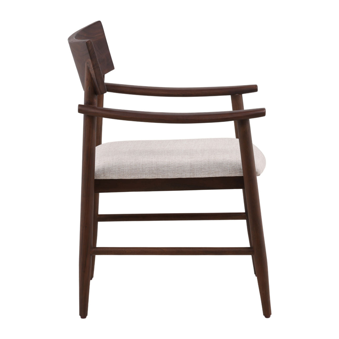 Dark Brown and Cream Acacia Wood and Cotton Blend Fabric Chair 25.5 in Wide