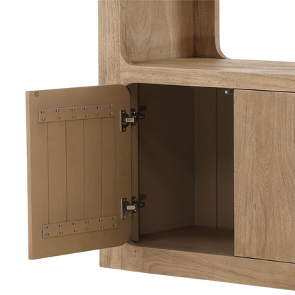 Weathered Natural Acacia Wood Bookcase 43 in Wide