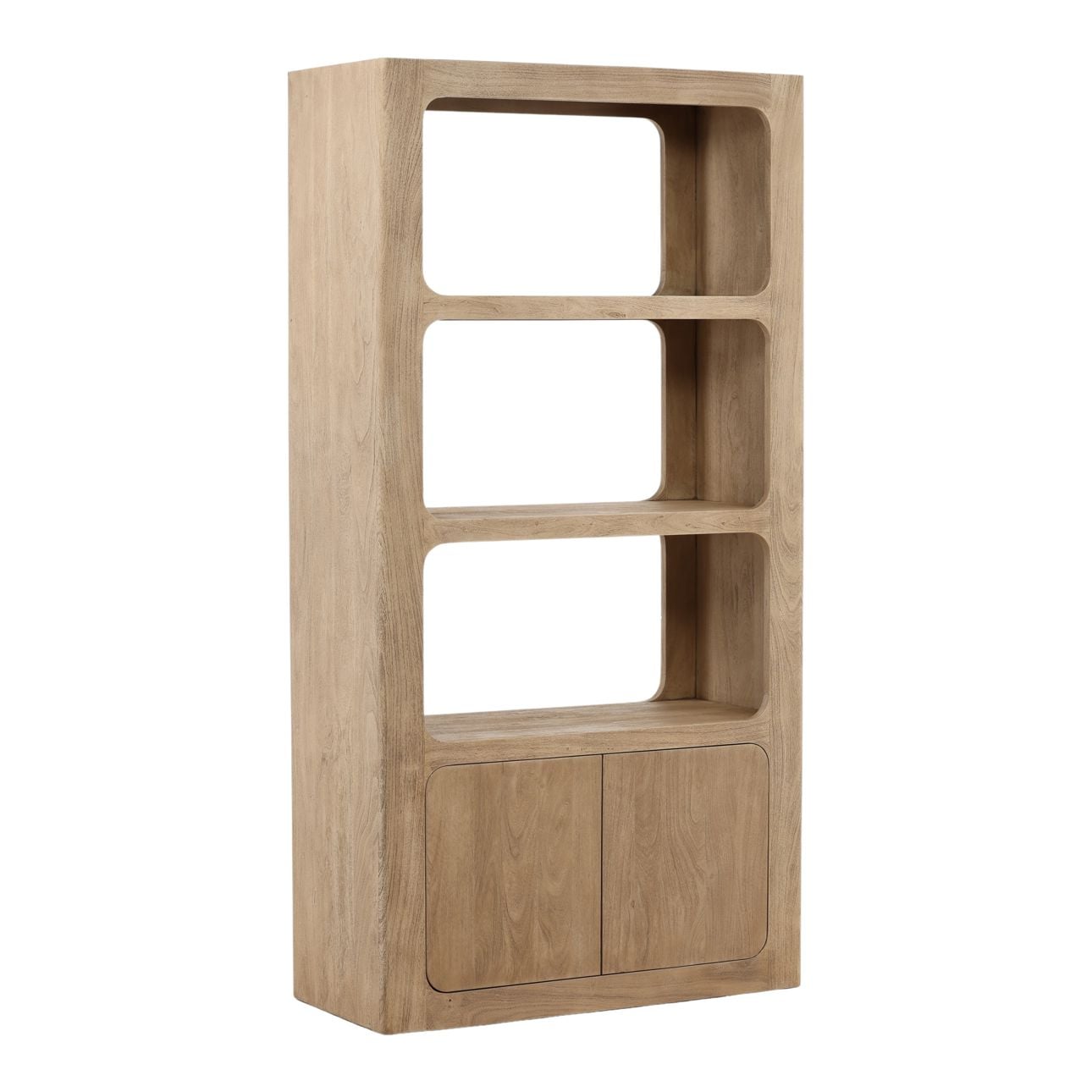 Weathered Natural Acacia Wood Bookcase 43 in Wide
