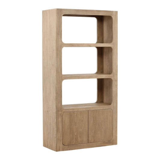 Weathered Natural Acacia Wood Bookcase 43 in Wide