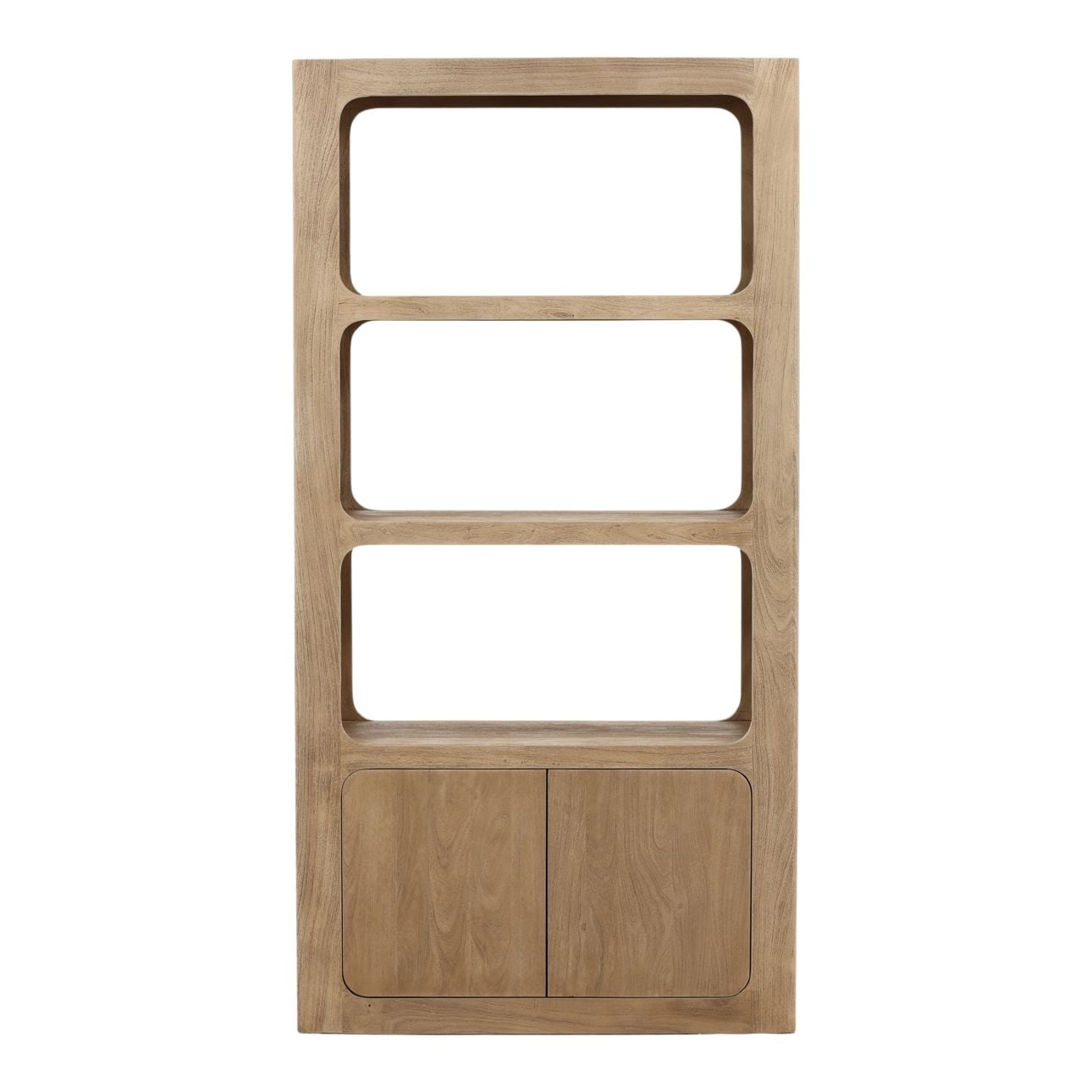 Weathered Natural Acacia Wood Bookcase 43 in Wide