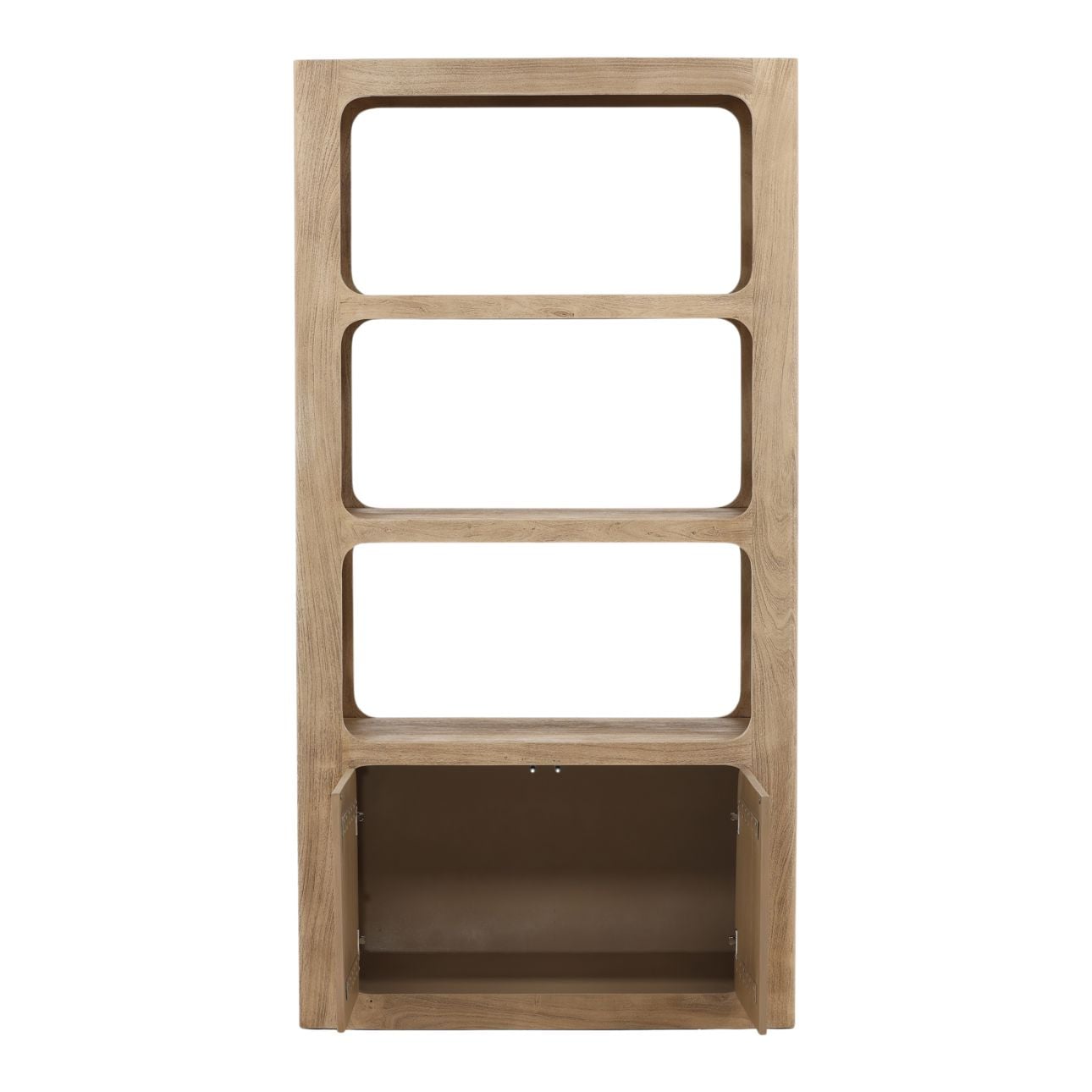 Weathered Natural Acacia Wood Bookcase 43 in Wide