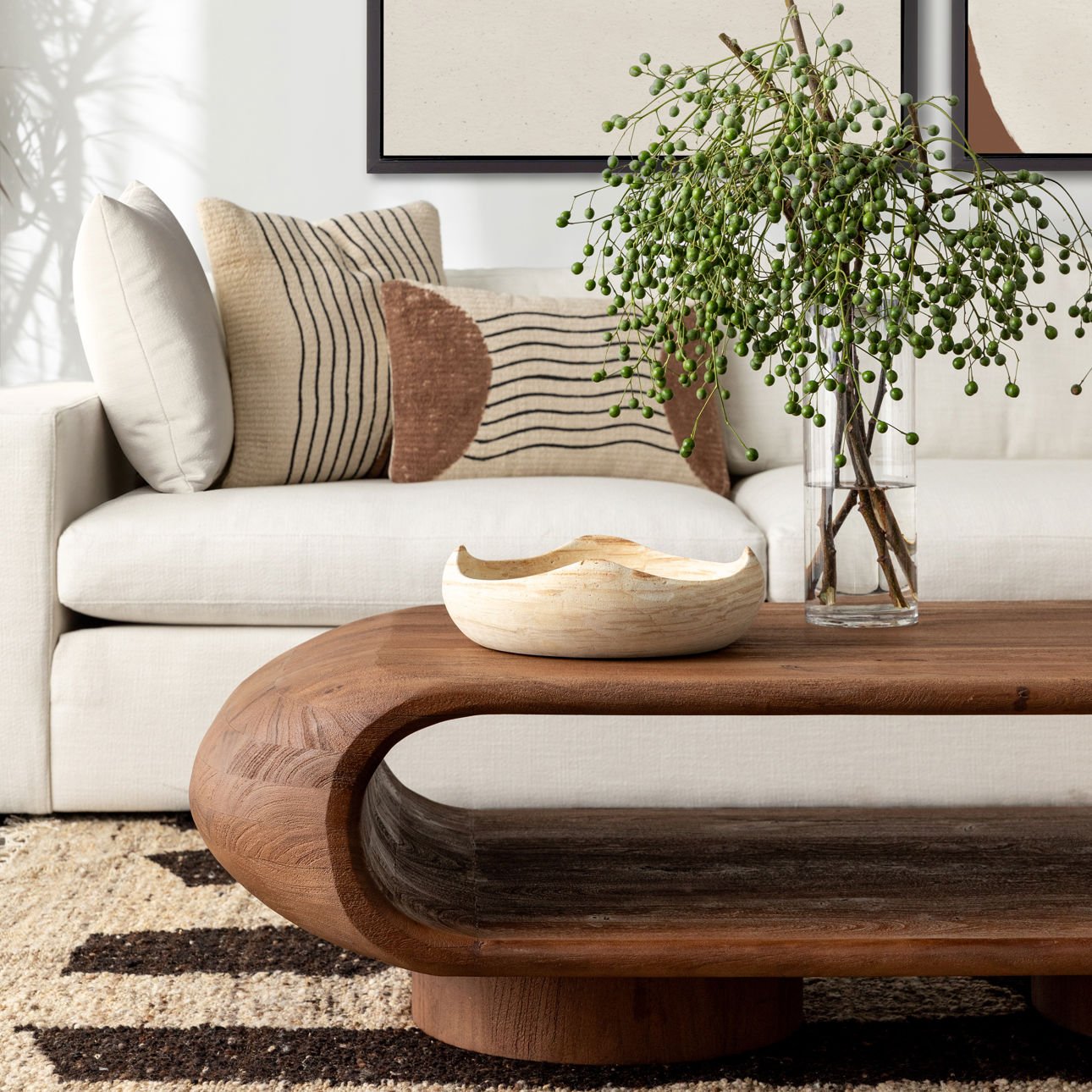 Brown Acacia Wood Table 58 in Wide