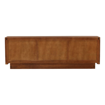 Brown Acacia Wood and Aluminum Sideboard 98 in Wide