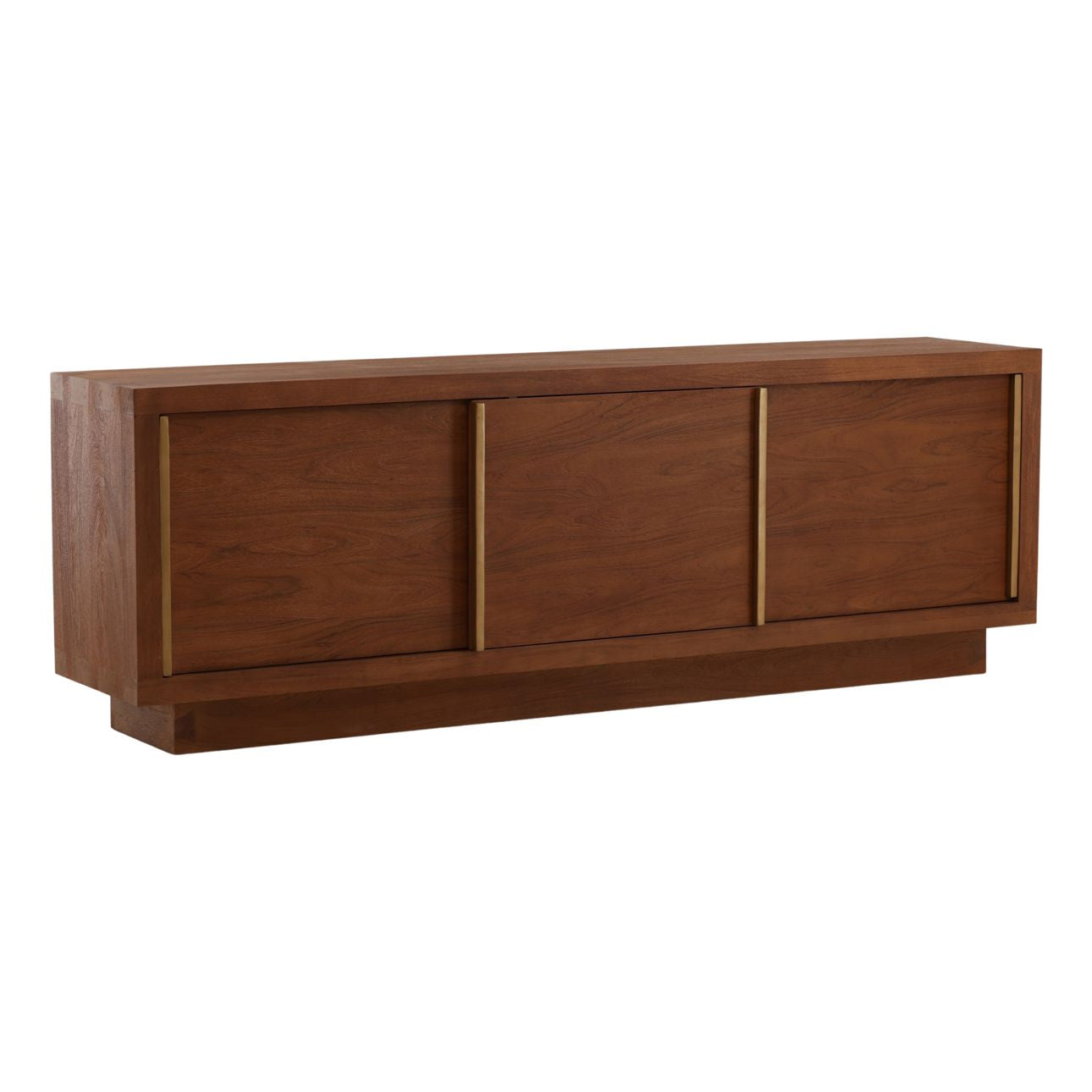 Brown Acacia Wood and Aluminum Sideboard 98 in Wide