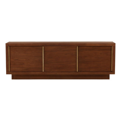 Brown Acacia Wood and Aluminum Sideboard 98 in Wide