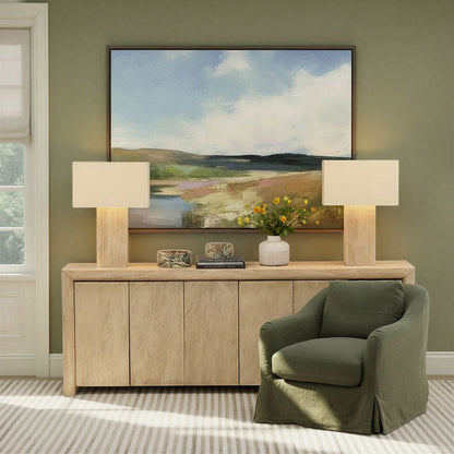 Light Natural Acacia Wood Sideboard 93 in Wide