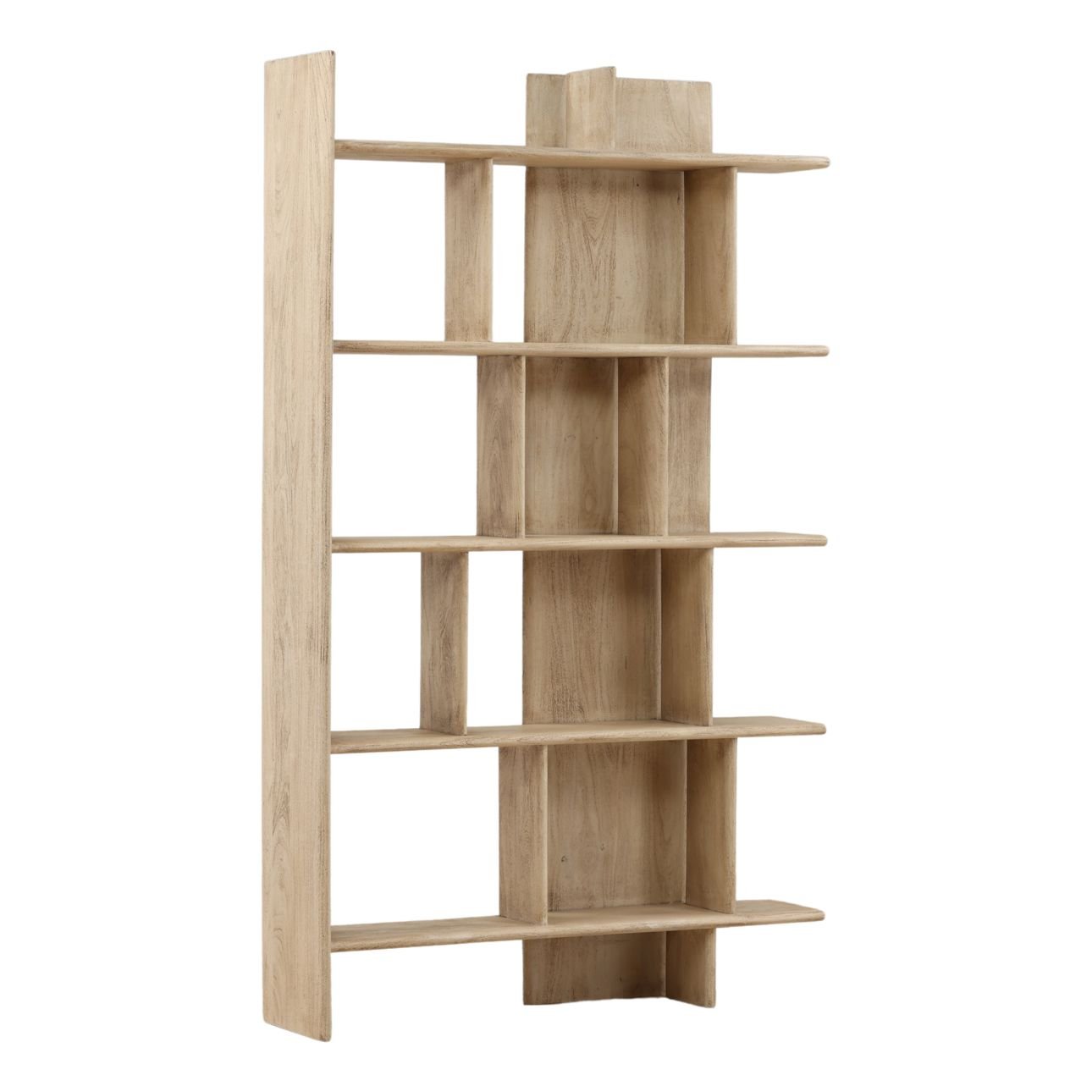 Light Natural Acacia Wood Bookcase 47 in Wide