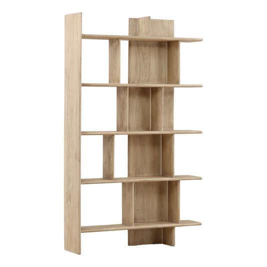 Light Natural Acacia Wood Bookcase 47 in Wide