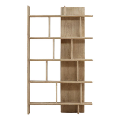 Light Natural Acacia Wood Bookcase 47 in Wide