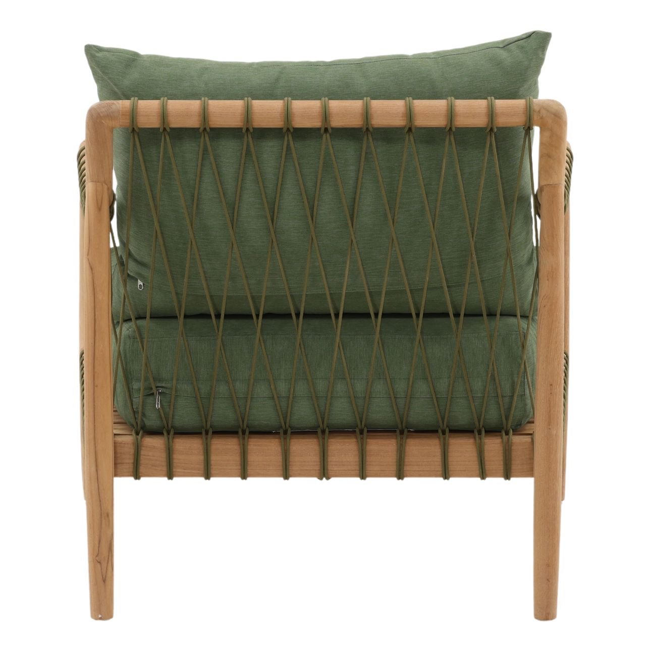 Green and Natural Outdoor Canvas Fabric and Teak Wood Sofa 32 in Wide