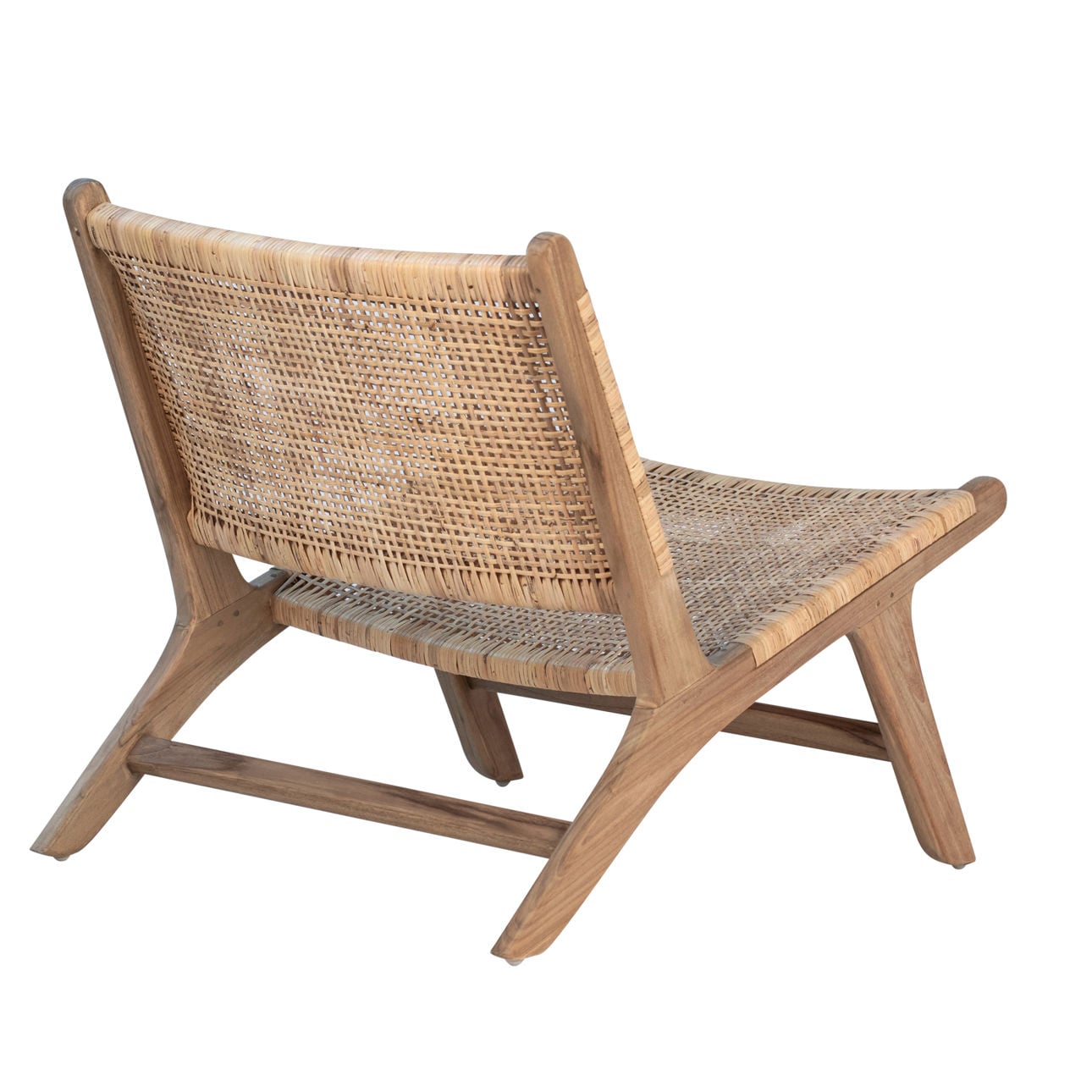 Natural Finish Teak Wood and Rattan Chair 26 in Wide
