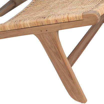 Natural Finish Teak Wood and Rattan Chair 26 in Wide