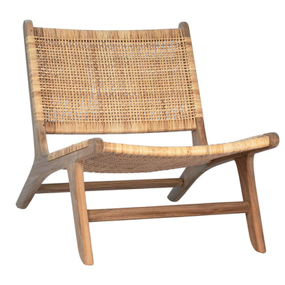 Natural Finish Teak Wood and Rattan Chair 26 in Wide