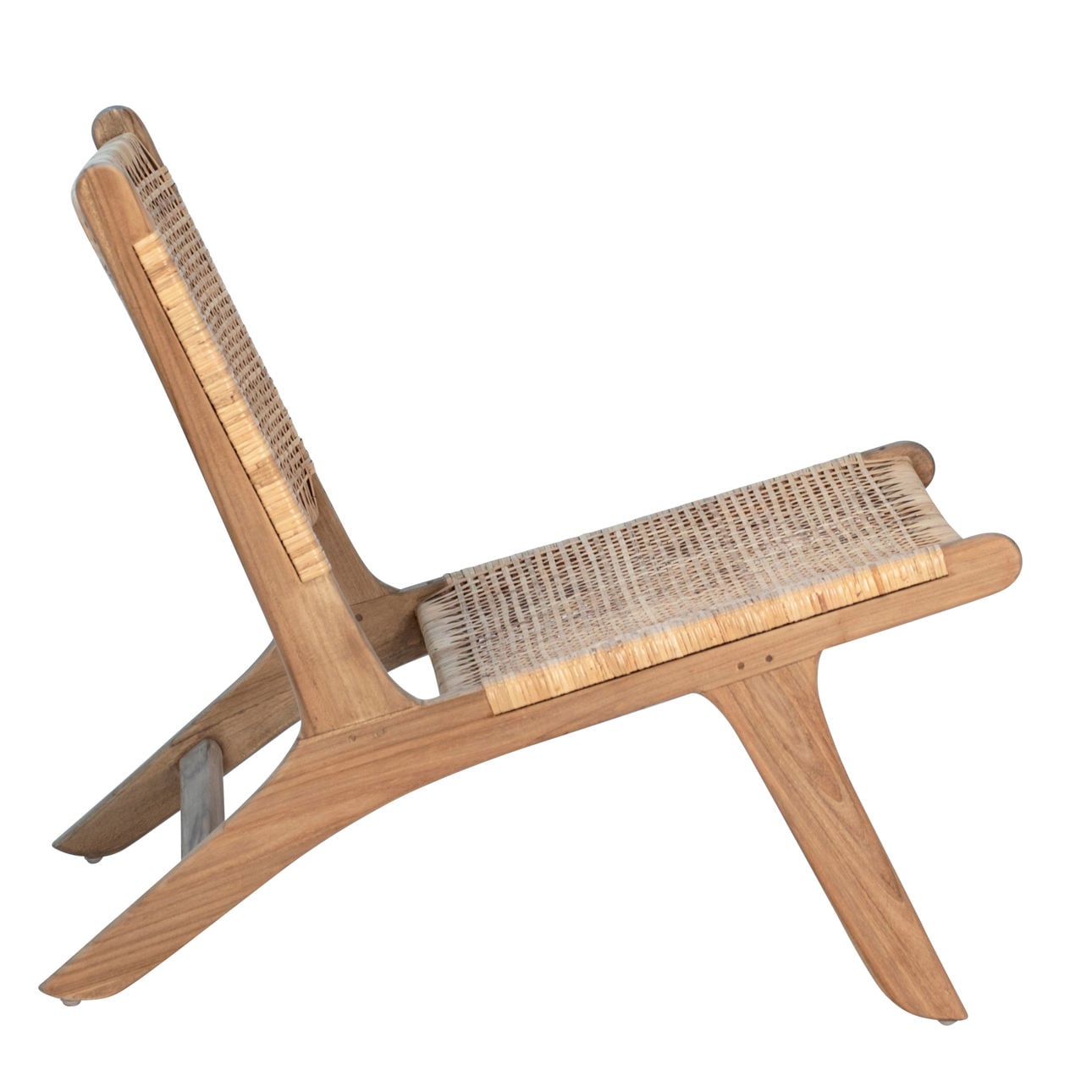 Natural Finish Teak Wood and Rattan Chair 26 in Wide