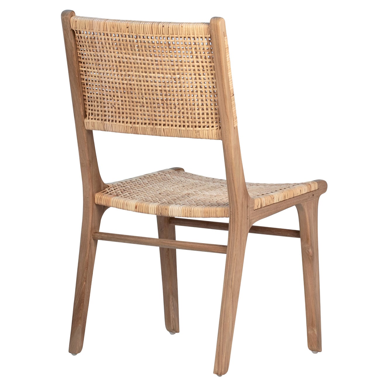 Natural Finish Teak Wood and Rattan Chair 20 in Wide