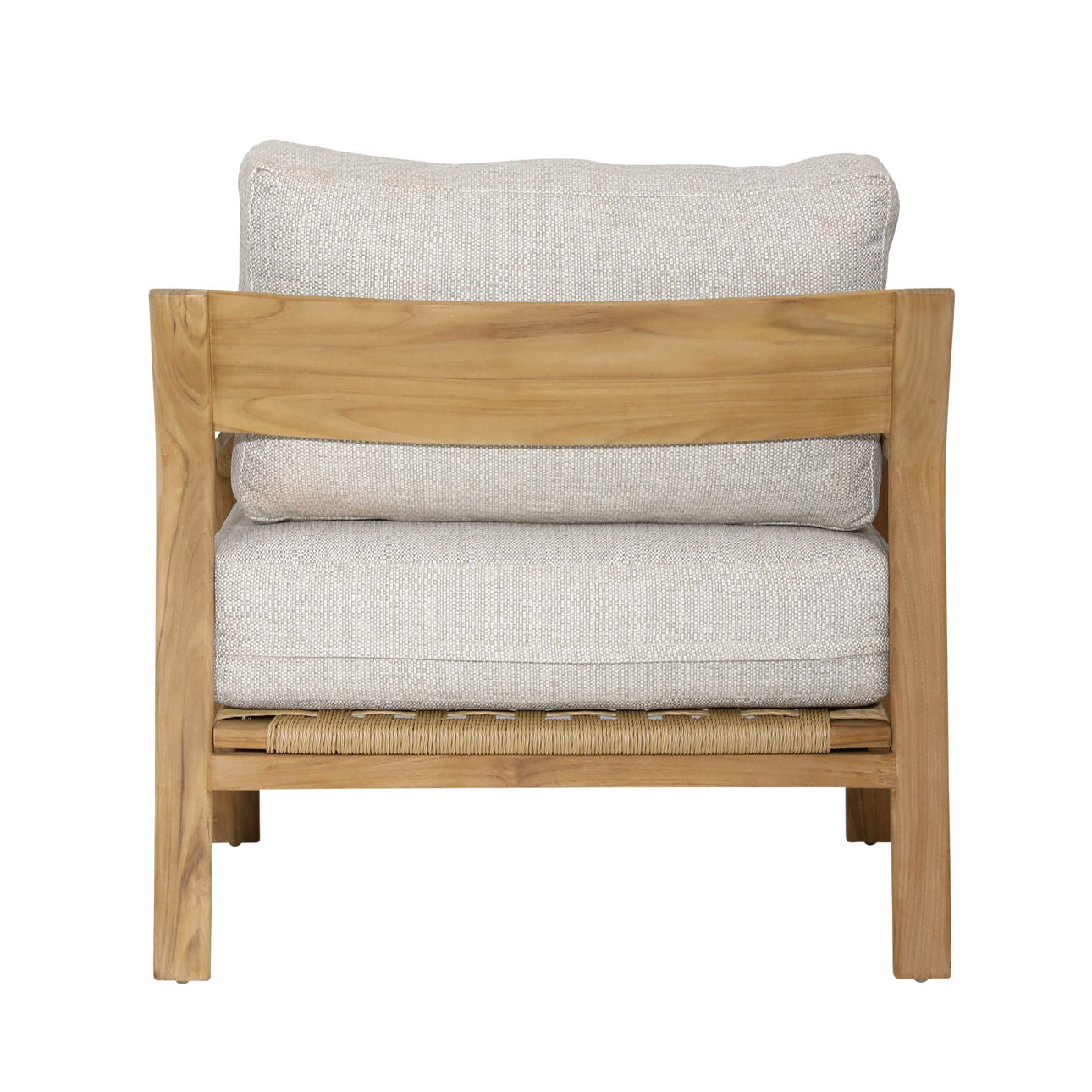 Fairfax Taupe and Natural Teak 100% Olefin and Teak Wood Sofa 32 in Wide