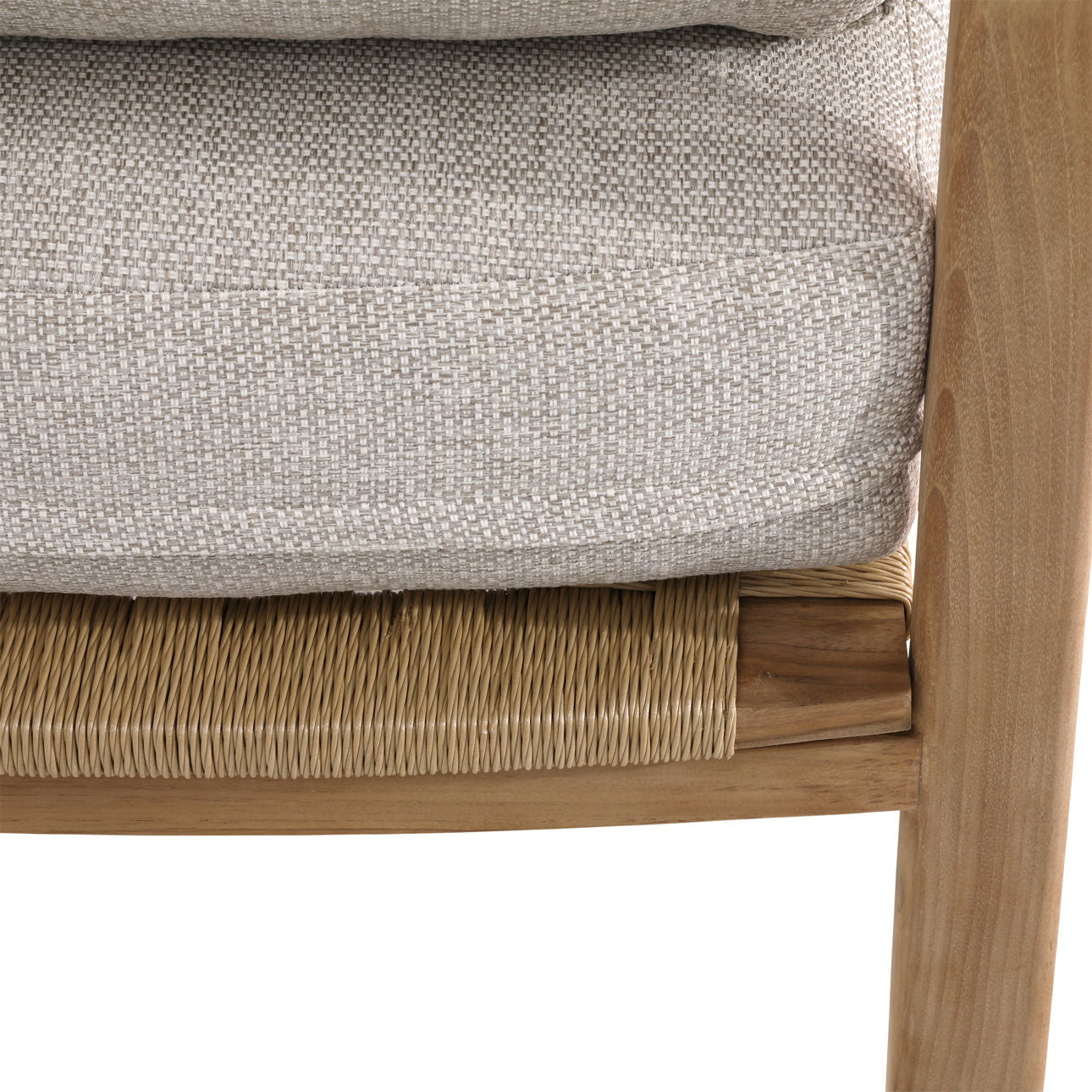 Fairfax Taupe and Natural Teak 100% Olefin and Teak Wood Sofa 32 in Wide
