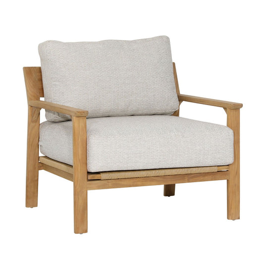 Fairfax Taupe and Natural Teak 100% Olefin and Teak Wood Sofa 32 in Wide