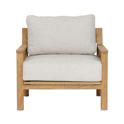 Fairfax Taupe and Natural Teak 100% Olefin and Teak Wood Sofa 32 in Wide