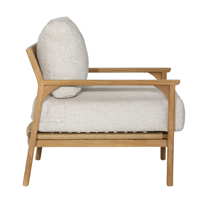 Fairfax Taupe and Natural Teak 100% Olefin and Teak Wood Sofa 32 in Wide