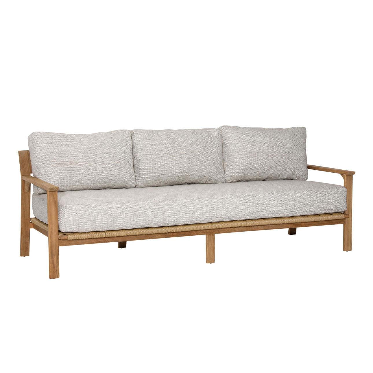 Fairfax Taupe and Natural Teak 100% Olefin and Teak Wood Sofa 82.5 in Wide